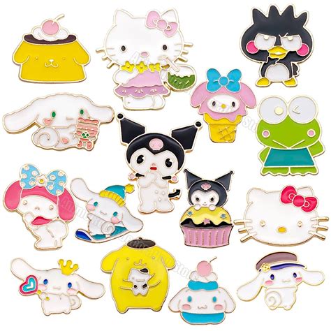 Hello Kitty Metal Pin Sanrio Cute Pins Kero Kero Keroppi Kuromi Badge Cartoon Pin Decorations