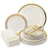 Amazon By Madee Heavyweight Ivory Scalloped Plastic Plates