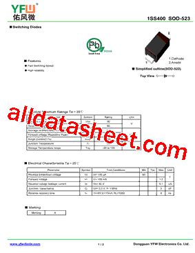 1SS400 Datasheet PDF DONGGUAN YOU FENG WEI ELECTRONICS CO LTD