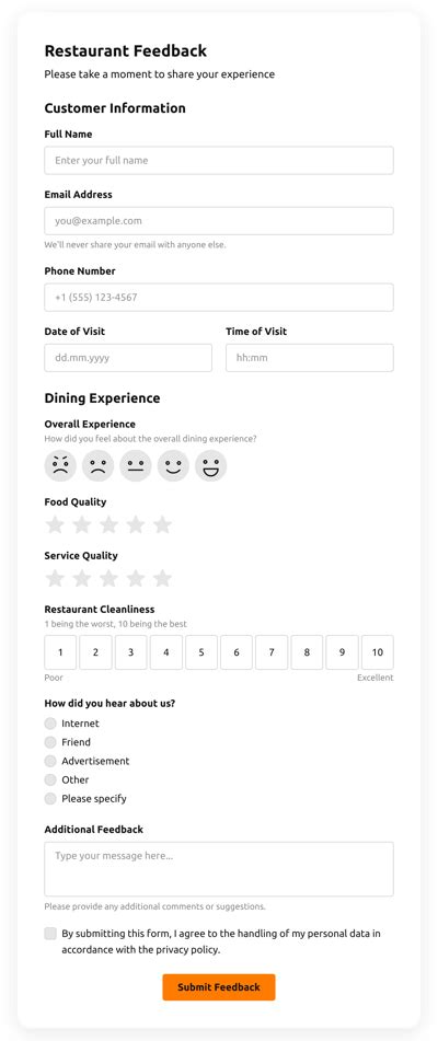 Create Feedback Form Template For Your Website Free Forms