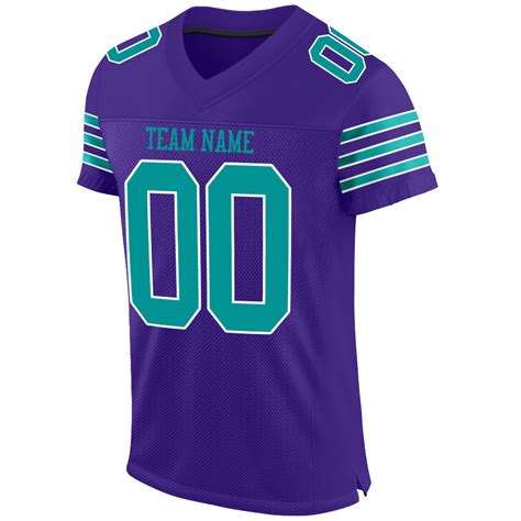 Custom Purple Aqua-White Mesh Authentic Football Jersey – Fiitg