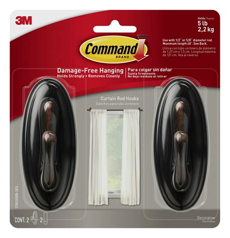 Command Curtain Rod Hooks, 2 Hooks, 2 Strips Per Pack - Walmart.com ...