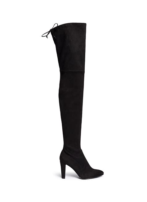 Stuart Weitzman All Legs Stretch Suede Thigh High Boots In Black Lyst