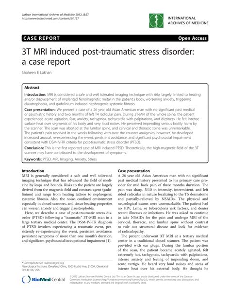 (PDF) 3T MRI induced post-traumatic stress disorder: A case report