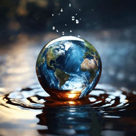 Premium AI Image | Earth inside a water droplet