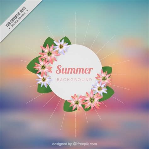 Wazig Zomer Achtergrond Met Bloemen Gratis Vector