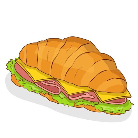 Croissant With Ham And Cheese Flat Vector Illustration Vector