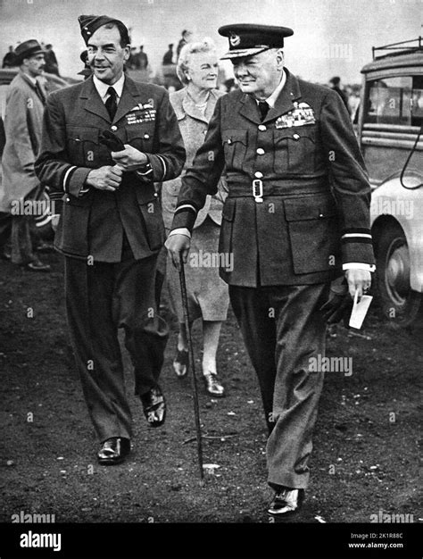 Winston Churchill on a visit to RAF Biggin Hill as Honorary Air Commodore of 615 Squadron. 1947 ...