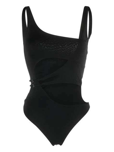 Off White Cut Out High Cut Swimsuit Black Farfetch Au