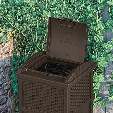 Suncast 33 Gallon Outdoor Trash Can For Patio Resin Outdoor Trash