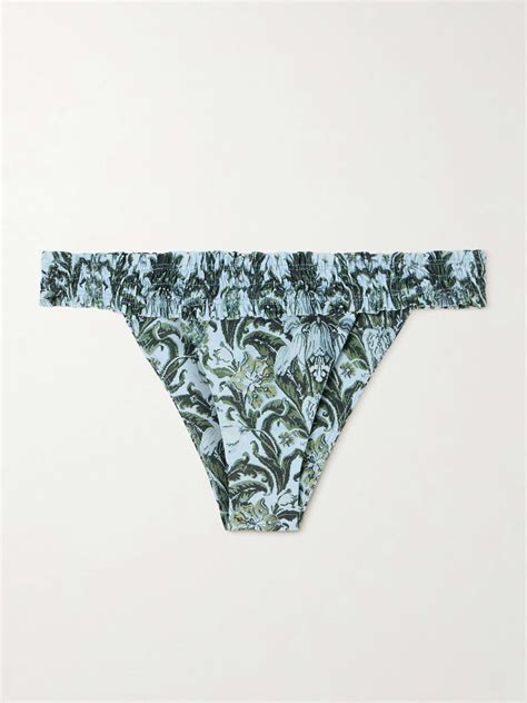 Blue Tavira Shirred Printed Recycled Bikini Briefs FAITHFULL NET A PORTER