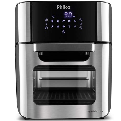 Air Fryer 12 Litros 220v - Air Fryer Oven 4 em 1 Philco 12 Litros 1800W PFR2200P 220V Preto/Prata