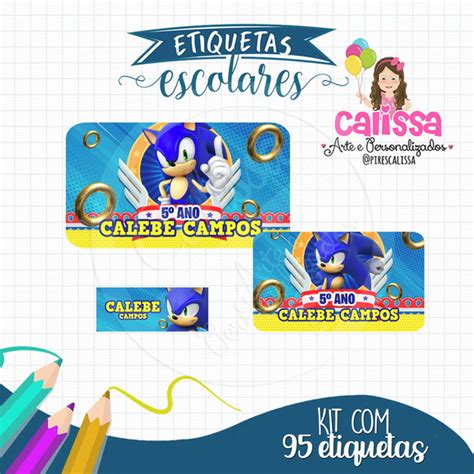 Kit Etiqueta Escolar Sonic Elo7 Produtos Especiais