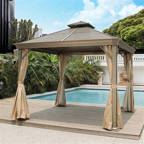 3x3m Aluminum Gazebo with Canopy Curtains Aluminum Frame with Netting ...