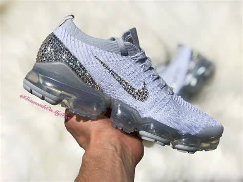 Swarovski Women S Nike Vapormax Flyknit 3 White Silver Etsy