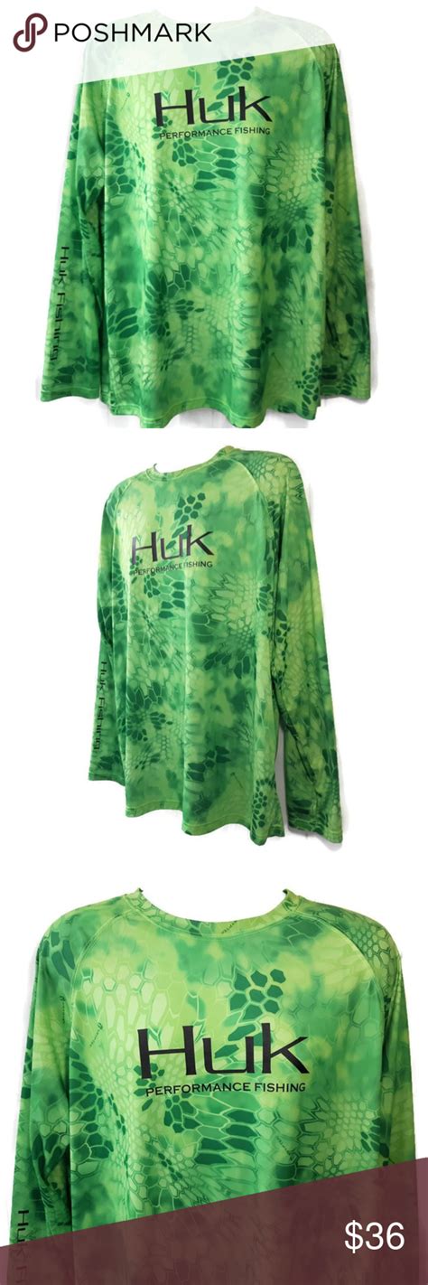 Huk Performance Mens Sz Xl Green Fishing Shirt Euc Fishing Shirts