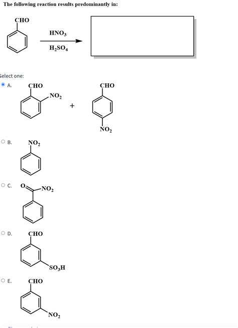 Solved The following reaction results predominantly in: | Chegg.com