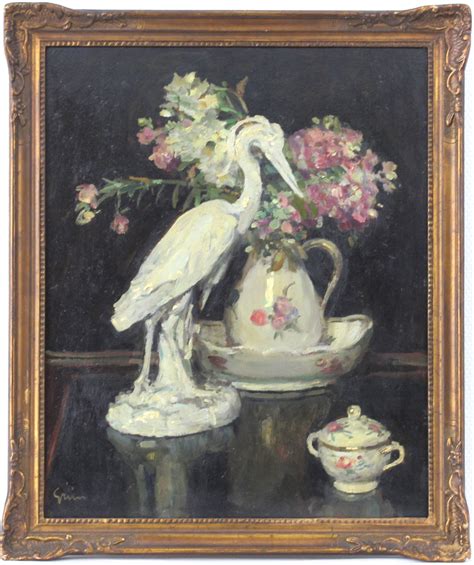 Jules Alexandre Grün 1868 1934 A Still Life With A Heron Rob