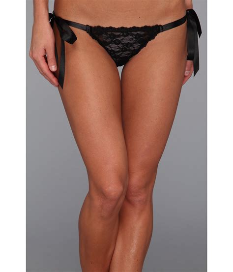 Hanky Panky Peek A Boo Lace Side Tie Bikini In Black Lyst