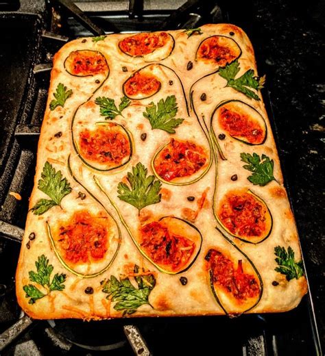 Roqsted Tomato Sauce Parsley And Capers Foccacia Bread Focaccia