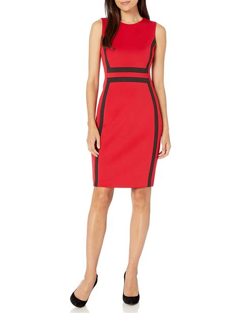 Calvin Klein Sleeveless Colorblock Sheath Dress In Red Lyst