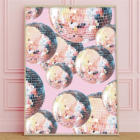 Disco Ball Wall Art Pink Disco Poster Funky Canvas Wall Art