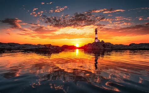 lighthouse, Water, Sunset, Clouds, Natural lighting, Photography ...