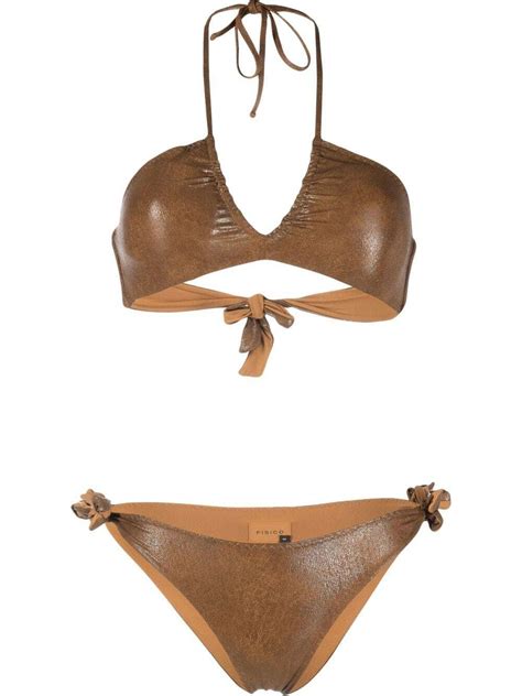 Buy FISICO Reversibe Tie Fastening Bikini Set Brown At 10 Off