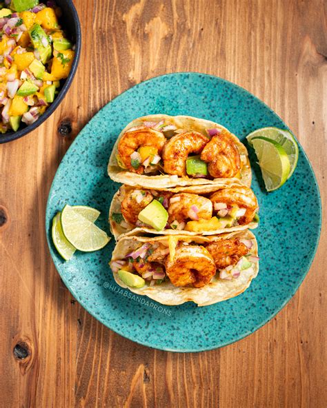 Pan Seared Shrimp Tacos With Mango Salsa — Hijabs And Aprons