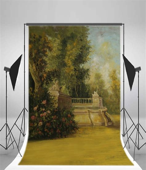 HelloDecor 5x7ft Photography Backdrop Retro Painting Garden Flowers