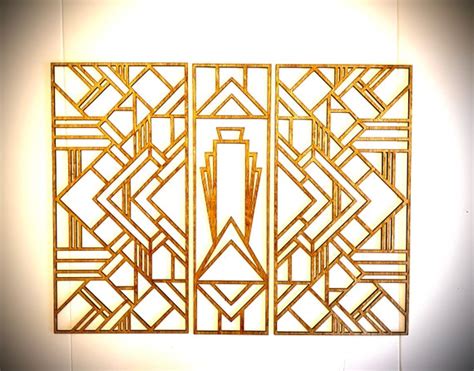 Boho Modern Frank Lloyd Wright Inspired Art Deco Geometry Wood Etsy