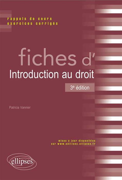 Introduction Au Droit E Dition Cours M Thodologie Exercices