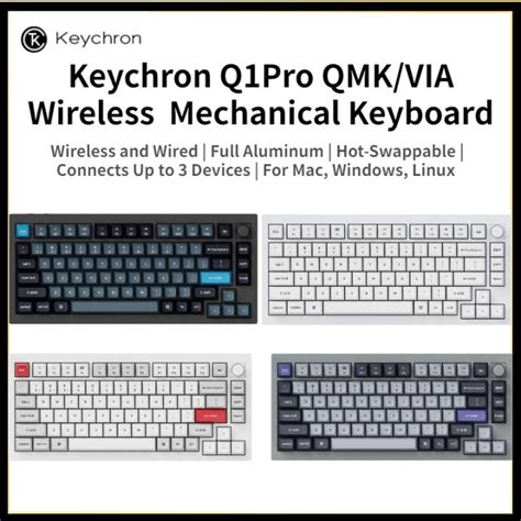 Original Keychron Q1 Pro Wireless Mechanical Keyboard Hot Swappable Keyboard Support QMK VIA For