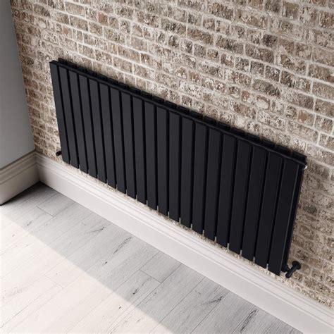 Faro Matt Black Horizontal Double Flat Panel Radiator