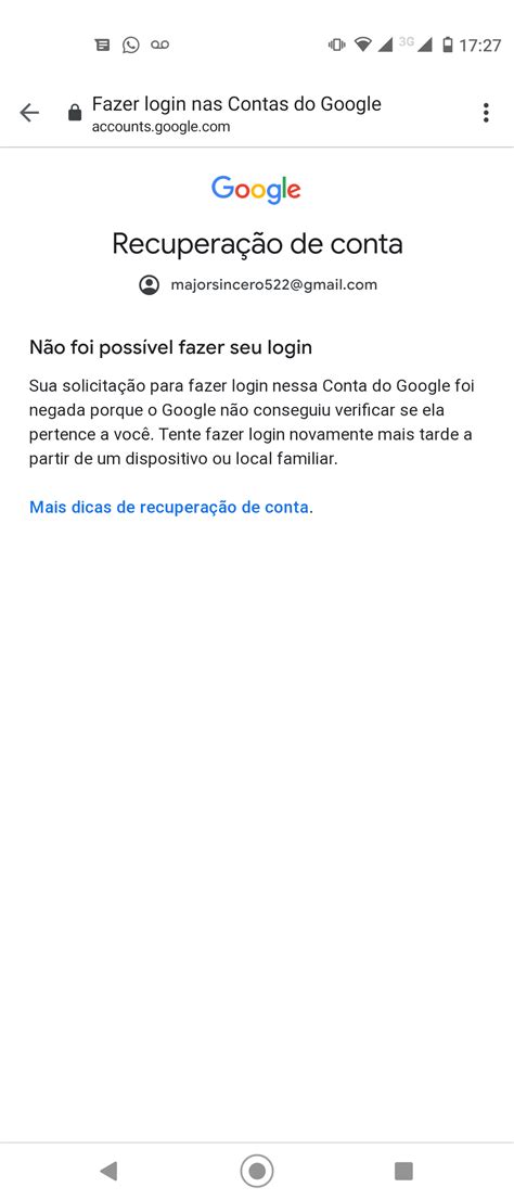 Não consigo recuperar minha conta Google mesmo dando Comunidade Conta