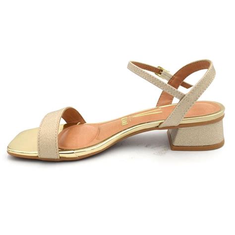 Sandalia Para Festa De Casamento Salto Baixo - Sandália de Festa e Salto Baixo Feminina Vizzano Dourado