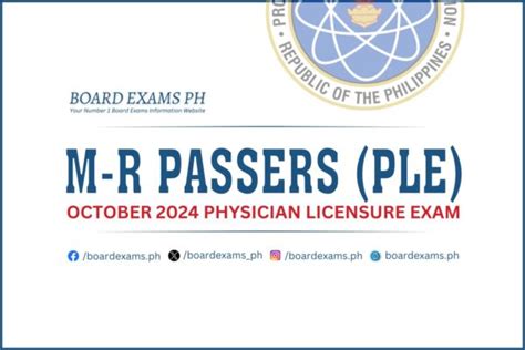 M R PASSERS October 2024 Physician Licensure Exam PLE Board Exams PH