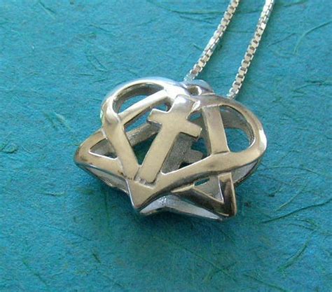 Cross Heart Necklace Messianic Pendant Star of David With - Etsy UK