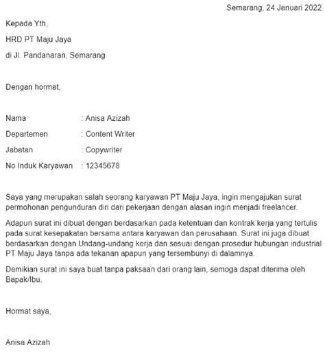 surat resign pengertian  membuat  contohnya