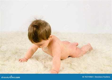 Adorable Baby Girl Naked Stock Photo Image Of White 76374468