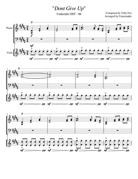 Undertale Dont Give Up Sheet Music For Piano Violin Mixed Trio