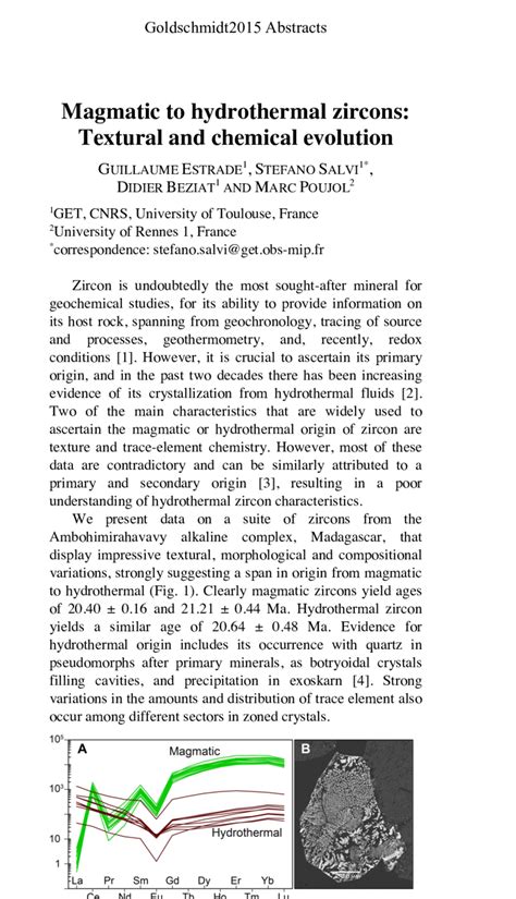 A Chondrite Normalized REE Patterns For Magmatic And Hydrothermal