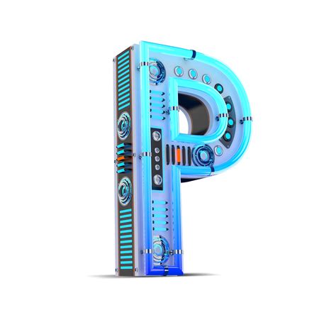 3D alphabet with blue neon and neon light effect. 24830426 PNG