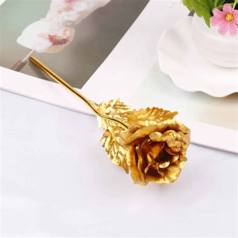 24k Gold Plated Golden Rose Flowers Anniversary Valentine S Day Lovers