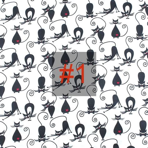 Black Cat Fabric Cotton Fabric By The Yard Halloween Fabric Etsy