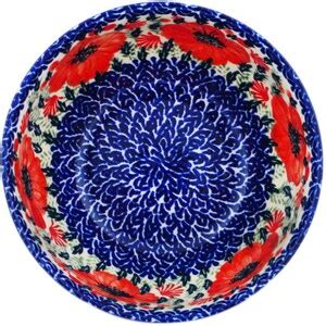 Polmedia Polish Pottery Bowl 6 UNIKAT Lone Poppy Theme H2034N Handmade ...