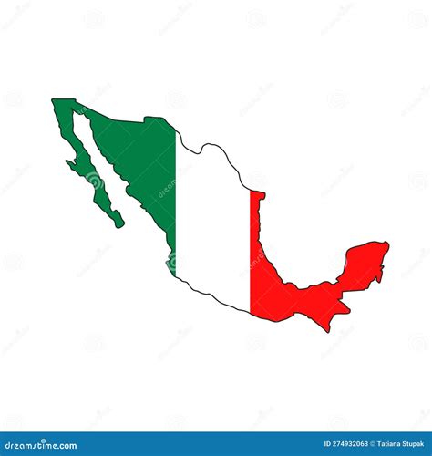 Mexico Map With Flag Vector Icon Mexico Silhouette Illustration Stock