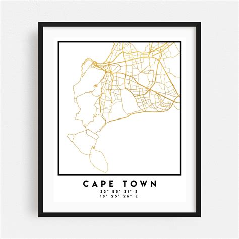 Cape Town South Africa Cape Town Street Map Maps Art Printposter Bed