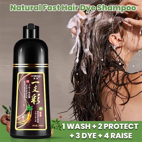 Fondiia Herbal Brown Hair Color Shampoo 500ml 3 In 1 Instant Gray Coverage Hair Dye 5 Min