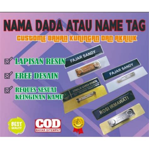 Jual Nama Dada Name Tag Custom Shopee Indonesia